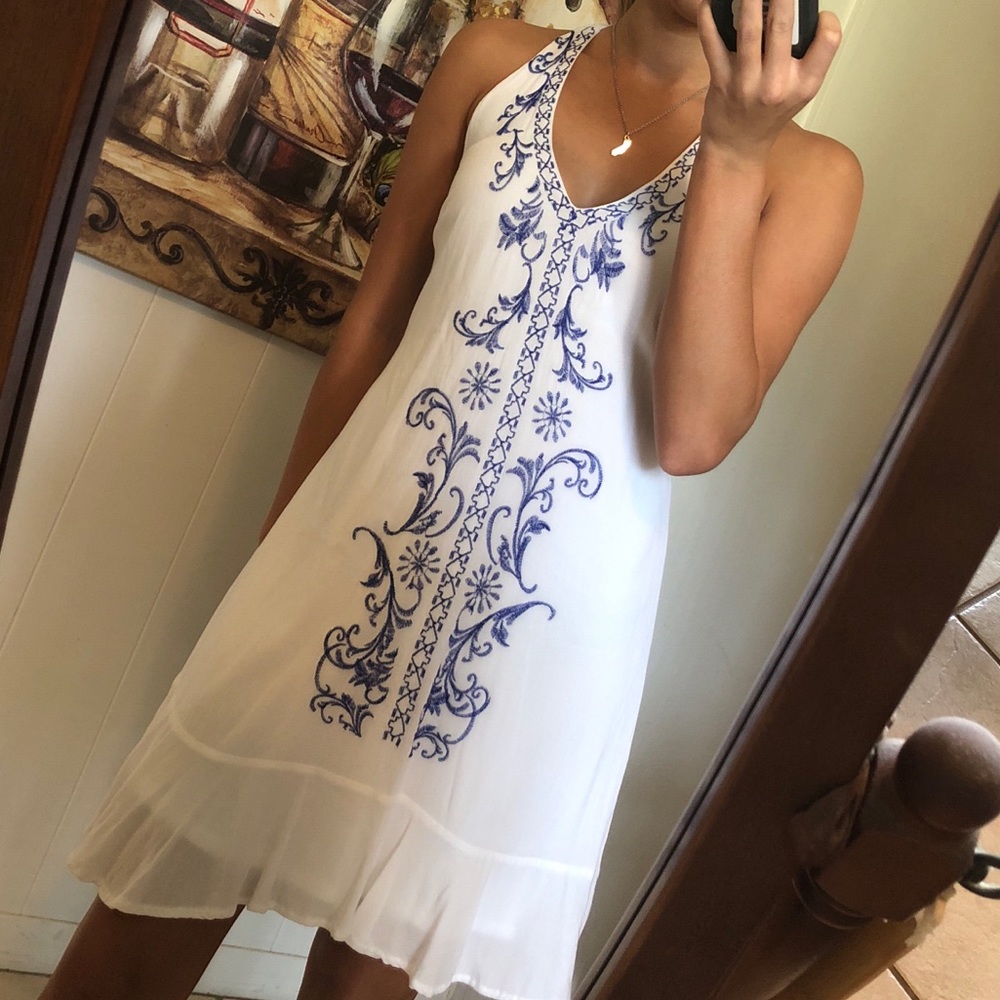 White dress with embroidery